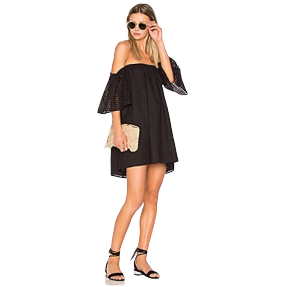 Blaque Label Eyelet Off-the-Shoulders Dress in Black